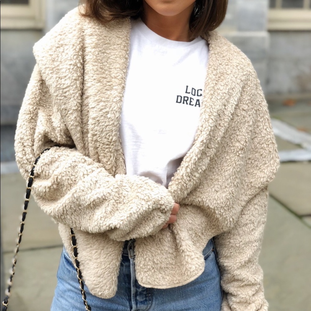 Last 1✨🆕Dezi Taupe Teddy Faux Fur Cardigan Jacket - Picture 4 of 8